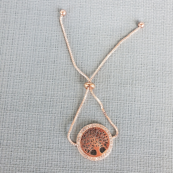 New Rhinestone Tree of Life Adjustable Rose Gold Bracelet. - Picture 10 of 10